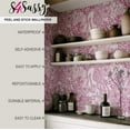 thumbnail image 3 of S4Sassy Peel and Stick Wall Covering, Floral Garden Wallpaper Removable Wallwrap - Pink Instant Wall Mural for Bedroom, Bathroom, Laundry Room, Closet Interior (25"x60" inch), 3 of 8