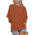 thumbnail image 4 of Summer Oversize Women Solid Color Half Sleeve Loose Shirt Tee Casual Tops, 4 of 4