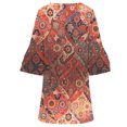 thumbnail image 4 of Womens Tunic Shift Dress Sexy Retro Printing Bell Sleeve V Neck Summer Mini Dresses Casual Loose Beach House Dress, 4 of 5