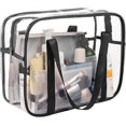 thumbnail image 2 of Clear Cosmetics Bag Transparent Tote Bag Thick PVC Zippered Toiletry Carry Pouch Waterproof Makeup Artist Large Bag Diaper Shoulder Bag Beach Bag, 2 of 5
