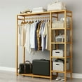 thumbnail image 2 of Wisfor Extra Large Garment Rack, Solid Bamboo Clothes Wardrobe, Clothing Organizer Shelves, 2 of 8