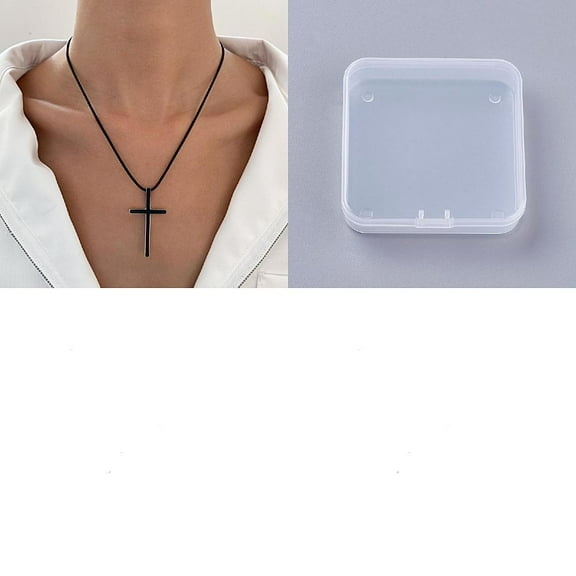 1set 1pc Alloy Cross Necklaces for Women Black 17.72 inch(45cm)