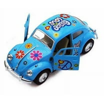 Kinsmart 5" 1967 VW Classic Beetle Peace Decals Diecast 1:32 Volkswagen Blue