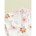 thumbnail image 6 of Aojekbee Baby Girl 2Pcs Summer Outfits Short Sleeve Floral Print Button Shirt + Shorts Set Kid Loungewear, 6 of 10