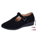 thumbnail image 5 of Rokment Wedge Dress Shoes for Women 2026 Spring Summer Fall Vintage Casual Suede Pointed Closed Toe Buckles Mid Heels Mary Jane Dressy Sandals Black Size 7.5, 5 of 5