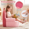 thumbnail image 4 of LIANGKA Pink Kids Sofa Soft Teddy Fleece Foam Couch with Carry Handle Removable Machine Washable Cover, 4 of 10