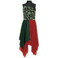 thumbnail image 3 of YiZYiF Women Print Sleeveless Liturgical Praise Dance Worship Tunic Chiffon Asymmetrical Dress Dark Green L, 3 of 7