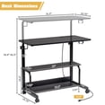 thumbnail image 6 of Hassch Adjustable Height Laptop Desk with Charging Station, Mobile Computer Desk with 2 Shelves, 2 Hooks, 3 USB Ports and 2 AC Outlets for Home Office, 31.5"L x 15.75"W x 26.4"-41.5"H, Black, 6 of 9