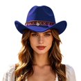 thumbnail image 3 of Womens Hats Women Western Cowboy Fedora Hat Chain Outdoor Adventure Blue One Size, 3 of 5