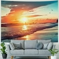 thumbnail image 4 of Fenyluxe Sunset Beach Sun Tapestry Wall Hanging for Bedroom Dorm Decoration Short Plush Fabric Lightweight Easy to Hang Various Sizes 50x40inch, 4 of 6