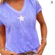 thumbnail image 1 of Camiseta Mujer Con Cuello En V Manga Corta Top Suelto Estampado Chica Verano Top, Morado, S Noticed AP001862-33, 1 of 5