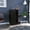 Brown, variant on 32" H Black Coffee Cart With Cabinet, 4 Wheels, 1 Divided Storage Shelf, Folding Door, 6 Bottle Slots & 2 Side Shelves Aluminum Exterior Bar-coffee Cabinet Variety, Shelf Fashion, Spaces Holder