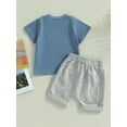 thumbnail image 3 of Inevnen Infant Boy Summer Clothes Suits Letter Print Short Sleeve Crew Neck T-Shirts and Elastic Waist Shorts 2Pcs Set, 3 of 8