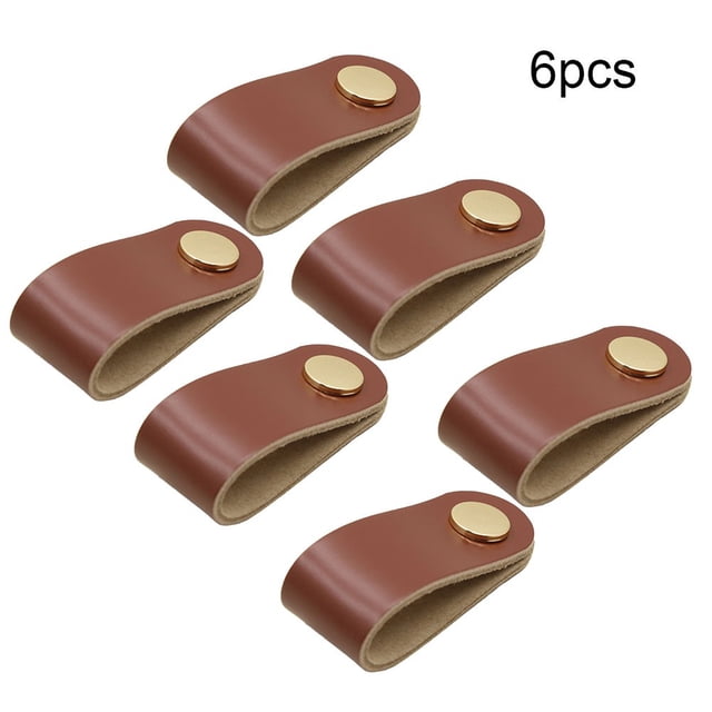 6 Pcs Poignées en Cuir Poignée Porte Armoire Tiroir Bureau Armoire Bouton Mobilier