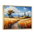 thumbnail image 2 of Designart "The Wheat landscape With Cypresses By Vincent IV" Landscapes Floater Framed Canvas Art Print, 2 of 7