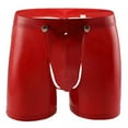 thumbnail image 2 of Men Shiny Leather Boxer, Sexy Open Crotch, Glossy PVC Leather, Wetlook Latex Short Pants, 2 of 6