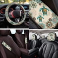 thumbnail image 4 of Binienty Boho Floral Sea Turtle Vehicle Seat Covers 14 Pieces with Vehicle Armrest Cover Seat Headrest Cover Seat Belt Cushion Pad Coasters Car Interior Accessories Set, 4 of 7