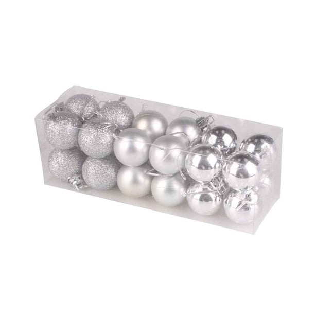 Injueey 24 Uds 3cm bolas navideñas para colgar adornos de plástico adornos para árbol navideño de Multi-Color de Kits de decoración para fiestas plata Injueey JJ9150-06B