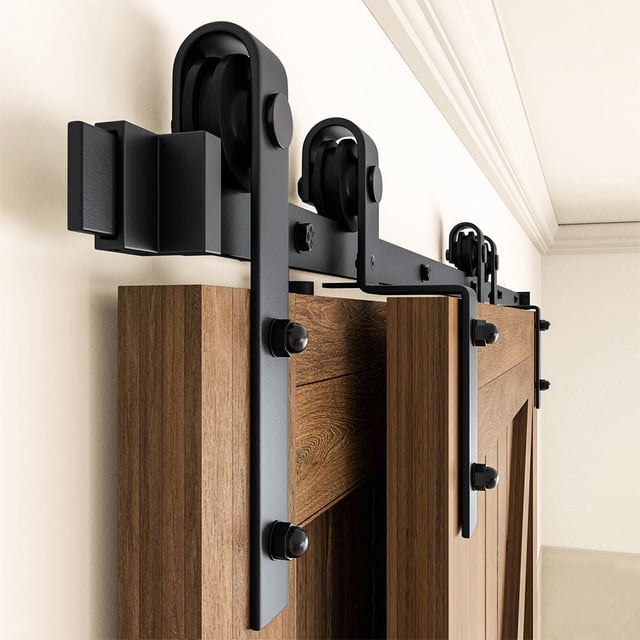 Sliding Barn Door Hardware Track Bent Hanger System 4-9.6FT ,Easy to Install