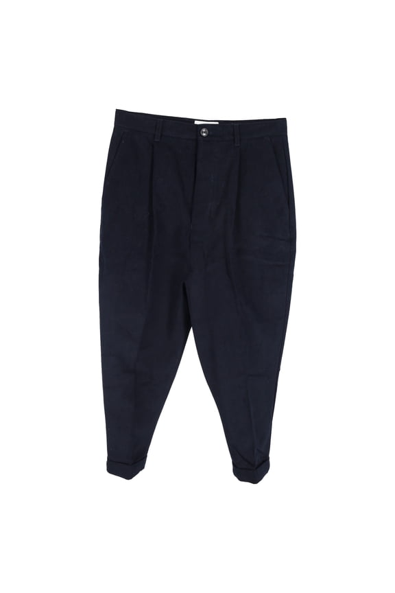 Pre-Owned AMI Paris Carrot Trousers in Navy Blue Cotton