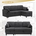 thumbnail image 7 of ACMEASE 84" L-Shaped Pull Out Sofa Bed w/Storage Chaise, Tufted Sectional Sofa w/USB Port, Fabric Sleeper Couch w/Cup Holders for Living Room, Grey, 7 of 7