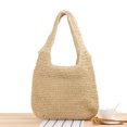 thumbnail image 4 of Bolso de compras bohemio con asa de paja para mujer para la playa de verano (beige), 4 of 4