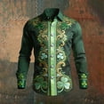 thumbnail image 2 of IWRICH St. Patrick's Day Shirt for Men Green Clover Printed Tees Long Sleeve Holiday Tops Button down Shirts 06-Green XXL, 2 of 3