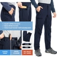 thumbnail image 6 of Hiauspor Men's Fleece Lined Hiking Pants, Insulated Windproof Outdoor Ski Pants, Navy, Size S, 6 of 7