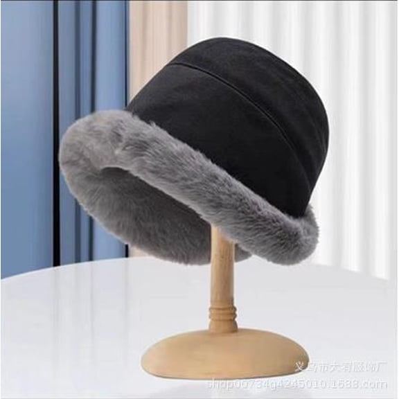 SikaFu Autumn And Winter Imitation Mink Velvet Mongolian Hats Women's High -Level Sense Of Expensive Women Style Mink Fisherman Hat Big Head Enclosure Warming Ear Basin