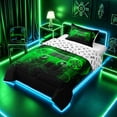 thumbnail image 2 of meiyoeat Neon Green Smoke Gaming Twin Comforter Sets for Boys Teens, Video Game Gamer Bedding Set, Black Green, Gamepad Reversible 2 Pieces, 1 Comforter and 1 Pillowcase, 2 of 6