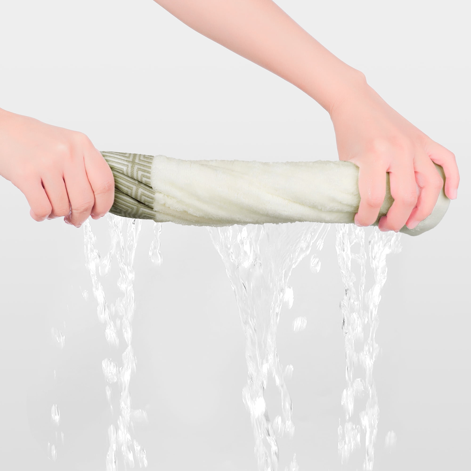 Unique Bargains Geometric Washcloths Set Cotton Bath Towels Low Lint White 6