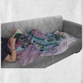 thumbnail image 5 of Peacock Soft Flannel Fleece Throw Blanket, Digital Artwork Illustration with Exotic Abstract Bird with Swirls, Cozy Plush for Indoor and Outdoor Use, 50" x 70", Pale Fuchsia Multicolor, by Ambesonne, 5 of 5
