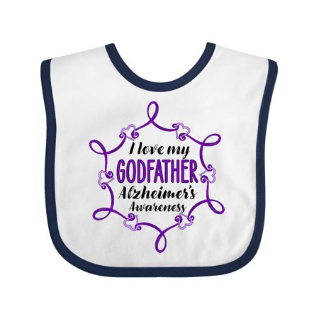 

Inktastic I Love My Godfather Alzheimer s Awareness with Purple Hearts Gift Baby Boy or Baby Girl Bib