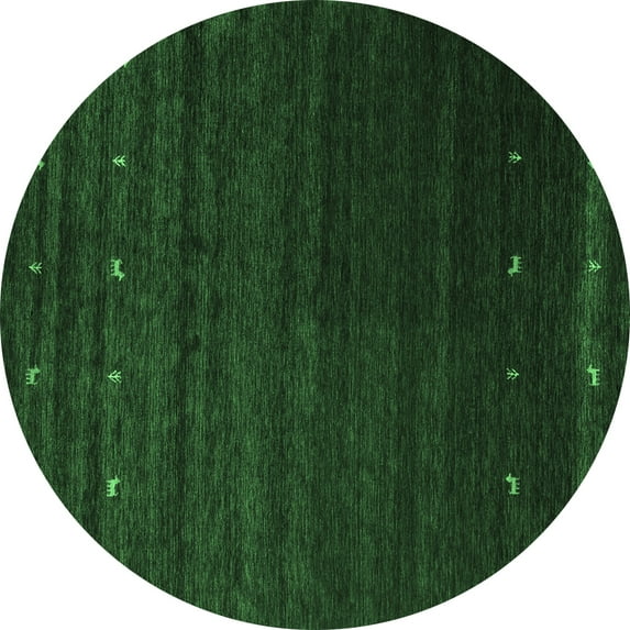 Ahgly Company Indoor Round Abstract Emerald Green Contemporary Area Rugs, 5' Round
