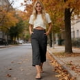 thumbnail image 6 of Cropped Pants Womens Petite Linen Pant 2026 Lightweight Elastic Waist Wide Leg Mid Calf Length Summer Beach Dress Capris Black XL, 6 of 6