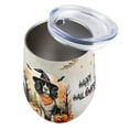 thumbnail image 3 of Happy Halloween English Springer Spaniel Witches Hat Pumpkin Carving 12oz Stainless Steel Wine Tumbler Insulated Cup with Lid Springers Dog Lover Gifts - 02019, 3 of 5