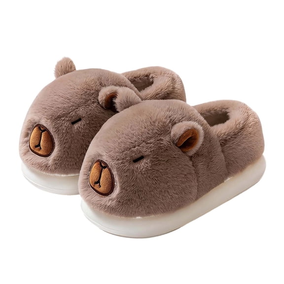 Wovix Women Men Capybara Slippers Cute Fluffy Animal Slippers Warm Winter Wear Home Cozy Furry Soft Indoor Kawaii Shoes Daily Brown 37