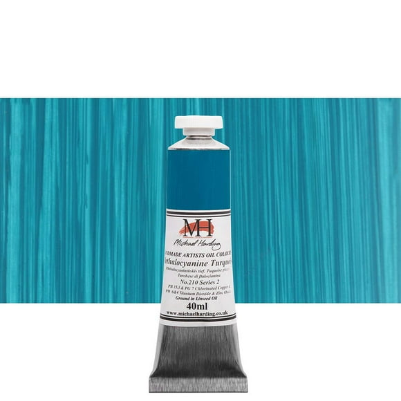 Michael Harding Artist Oil Colours, Phthalocyanine Turquoise, 40ml Tube, 21040