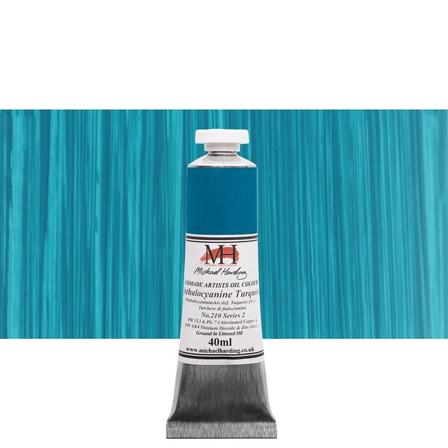Michael Harding Artist Oil Colours, Phthalocyanine Turquoise, 40ml Tube, 21040