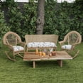 thumbnail image 3 of Jordan Manufacturing 44" x 18" Carano Stone Grey Leaves Rectangular Tufted Contoured Outdoor Wicker Settee Bench Cushion, 3 of 14