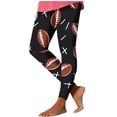 thumbnail image 2 of Mceream Womens Football Game Day Leggings Plus Size Stretchy High Waist Tummy Control Yoga Pants Comfort Soft Slim Fit Graphic Workout Leggings Black XL, 2 of 5