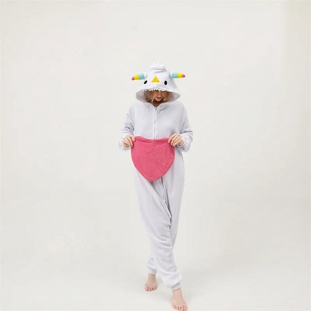 Disfraz de Cosplay de fiesta de disfraces de Halloween, pijamas de una pieza de animales de dibujos animados de vellón Polar, elfo de Navidad, ropa de casa de moda para pareja