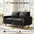 thumbnail image 6 of BedLuxury 68” Studio Loveseat Couch with Wide Armrests, Modern Small Sofa with Wood Legs for Small Space and Living Room, Black, 6 of 8