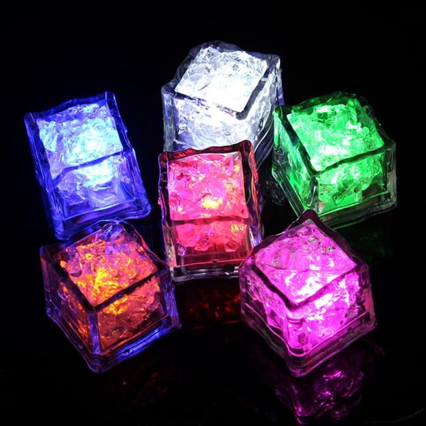 Cubo de hielo Led resistente al agua, multicolor, parpadeante, que brilla en la oscuridad, ilumina para Bar, Club, fiesta potable, decoración de vino