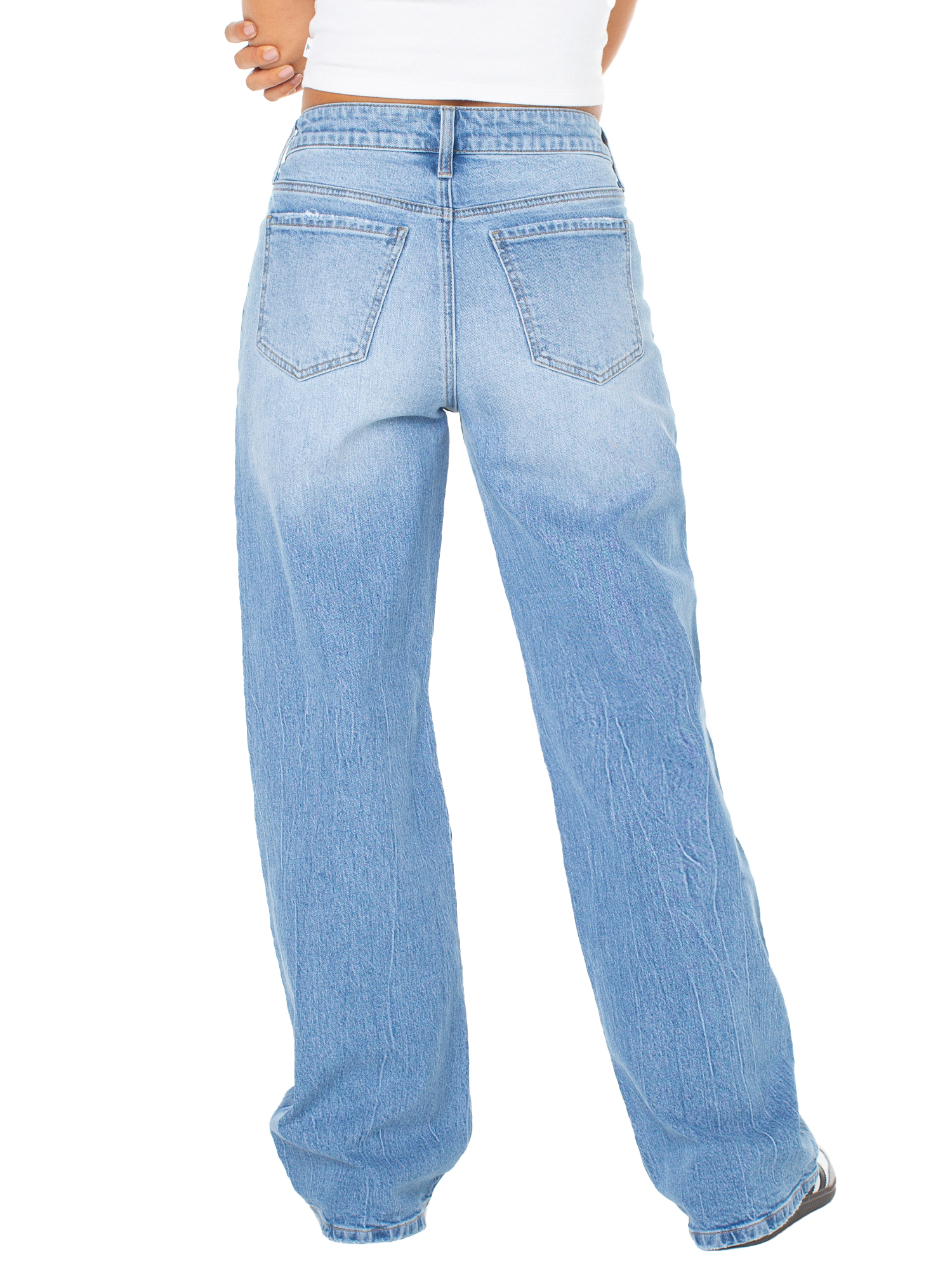 Celebrity Pink Women's Slouchy Wide Leg Jeans, Light Wash photo 3