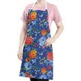 thumbnail image 5 of Pioneer Flower Floral Print Pattern Apron-Garden Aprons for Women with Pockets-Cotton Linen Waterproof Kitchen Cooking Gardening Aprons Adjustable for Kitchen,Cooking,BBQ and Salon 33x27 Inch, 5 of 7