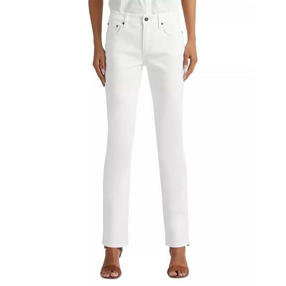 Polo Ralph Lauren WHITE Women's Mid Rise Straight Jeans, 16, NWT