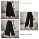 thumbnail image 5 of Pantalones de piernas anchas para mujer, cintura elástica, cinturón, Color puro, plisados, pantalones largos informales para primavera y verano, 5 of 6