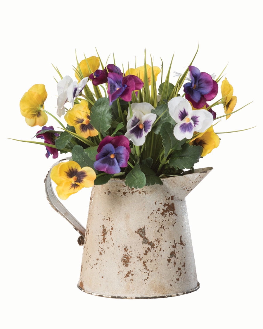 Pansy Pitcher Silk Flower Arrangement