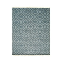 EORC Aqua Hand Knotted Wool Contemporary Moroccan Rug, 8' x 10'